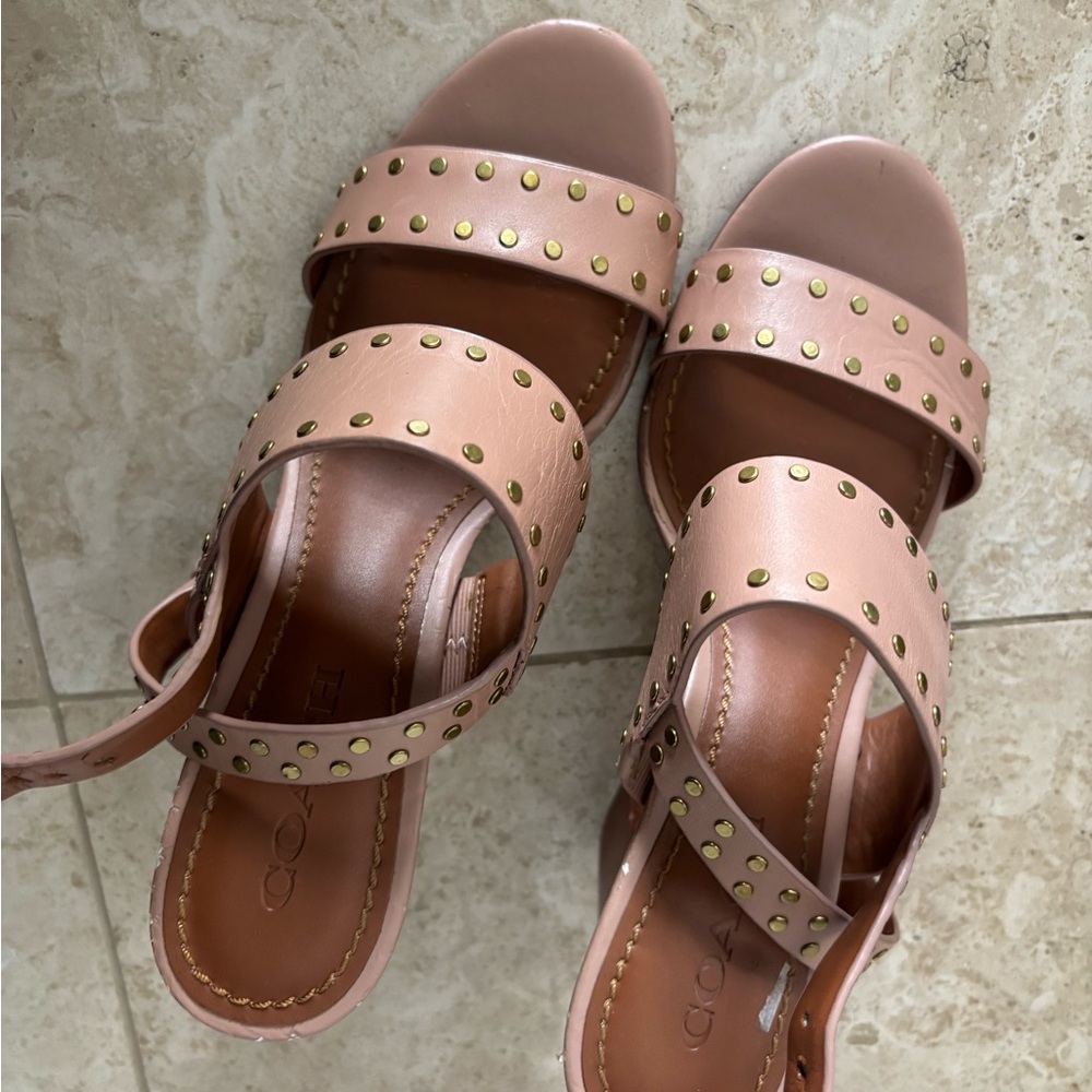 Coach Pink Studded Sandals